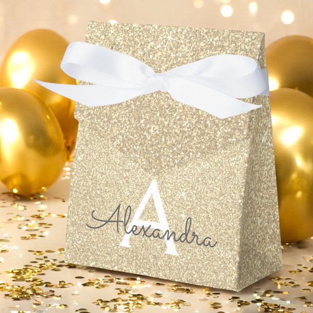 Luxury Gold Glitter & Sparkle Monogram Favor Boxes (Creator Uploaded)