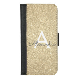 Luxury Gold Glitter & Sparkle Monogram iPhone 8/7 Wallet Case