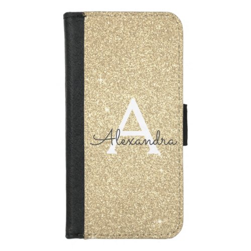 Luxury Gold Glitter  Sparkle Monogram iPhone 87 Wallet Case