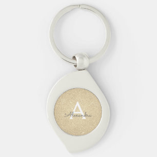 Luxury Gold Glitter & Sparkle Monogram Keychain