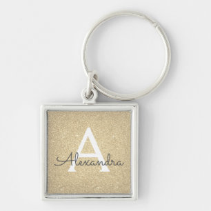 Luxury Gold Glitter & Sparkle Monogram Keychain