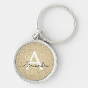 Luxury Gold Glitter & Sparkle Monogram Keychain