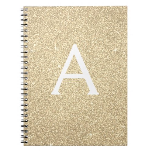 Luxury Gold Glitter Sparkle Monogram Notebook