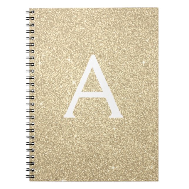 Luxury Gold Glitter Sparkle Monogram Notebook (Front)