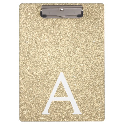 Luxury Gold Glitter  Sparkle Monogram School Clipboard