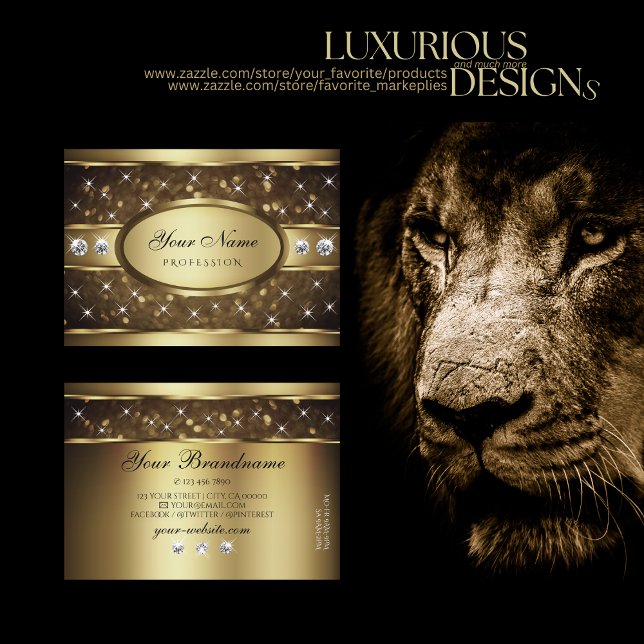 Luxury Gold Glitter Sparkle Stars Diamonds Elegant Business Card (Creator Uploaded)