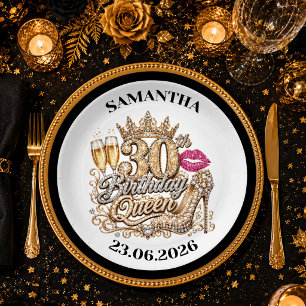 Luxury Gold Glitter Thirty Birthday Party Plates