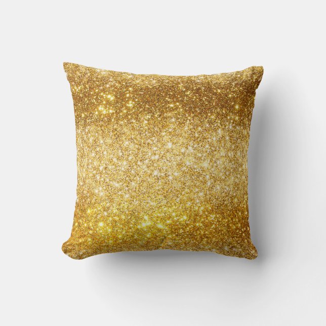 Luxury Gold Glitter Throw Pillow (Front)