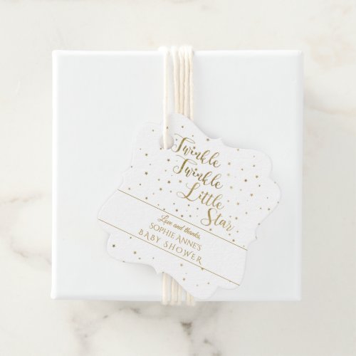 Luxury Gold Glitter Twinkle Twinkle Baby Shower Favor Tags