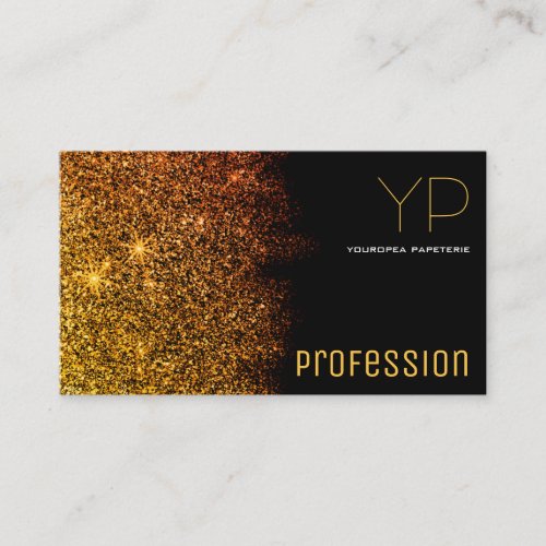 Luxury Gold Glitter with Logo and Monogram Modern Business Card