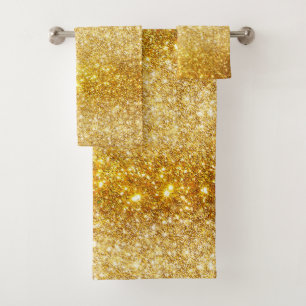 Luxury Gold Gold Glitter Bath Towel Set
