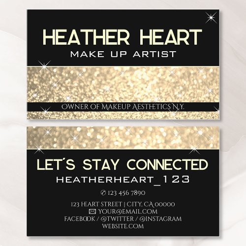 Luxury Gold Golden and Black Glitter Glam Glamour  Business Card