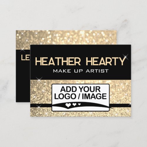 Luxury Gold Golden Black Glitter Logo Template Business Card