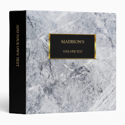 Luxury gold &amp; gray white marble stone personalized 3 ring binder