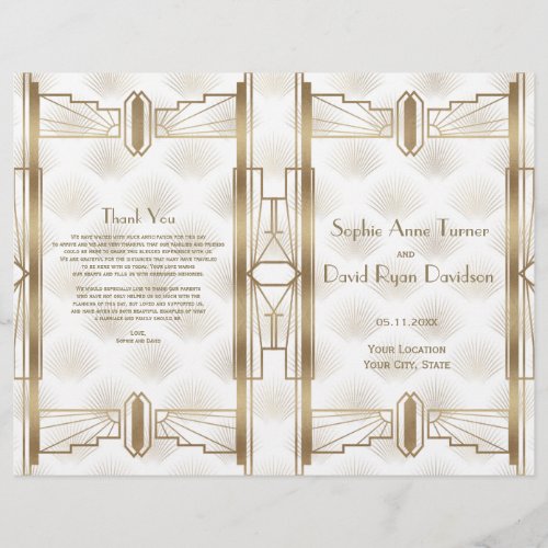 Luxury Gold Great Gatsby Art Deco Wedding  Program