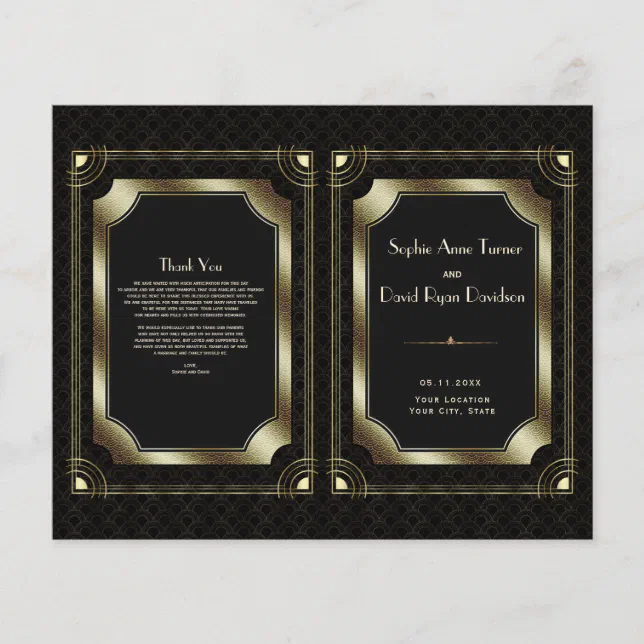 Luxury Gold Great Gatsby Art Deco Wedding Program Zazzle