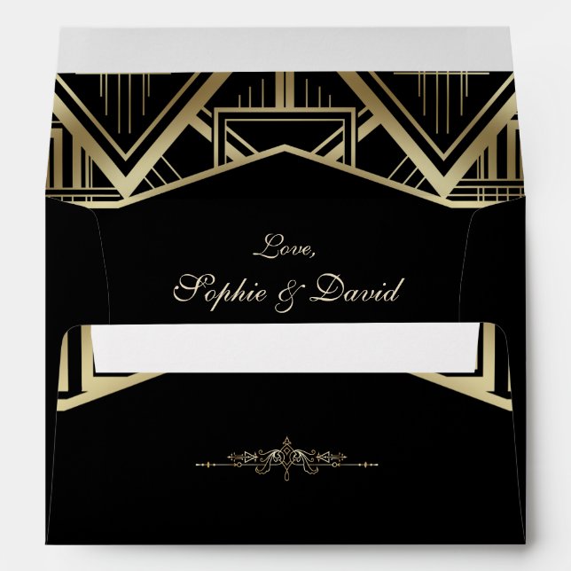 Luxury Gold Great Gatsby Wedding Return Address Envelope (Back (Bottom))