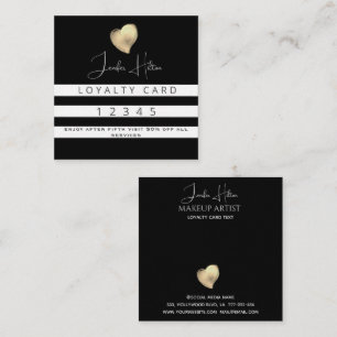 Luxury gold heart black white stripes loyalty card