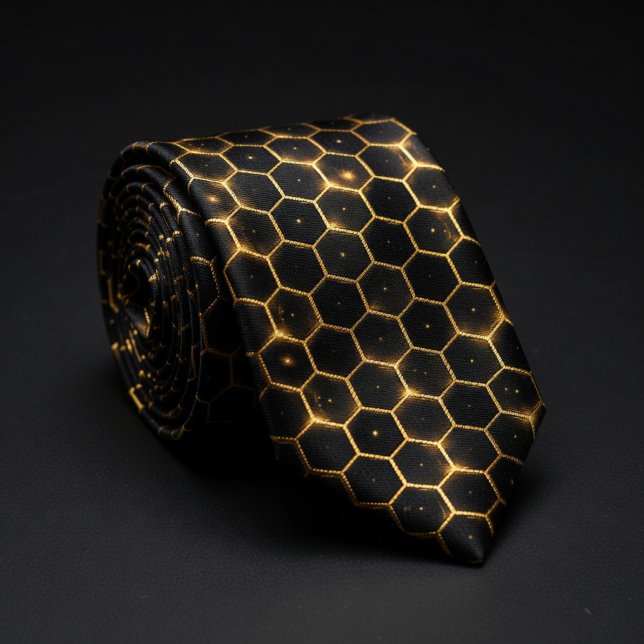 Luxury Gold Honeycomb Pattern Neck Tie (Creator Uploaded)