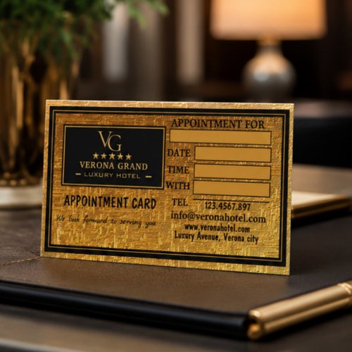 Luxury Gold Hotel Appointment Card