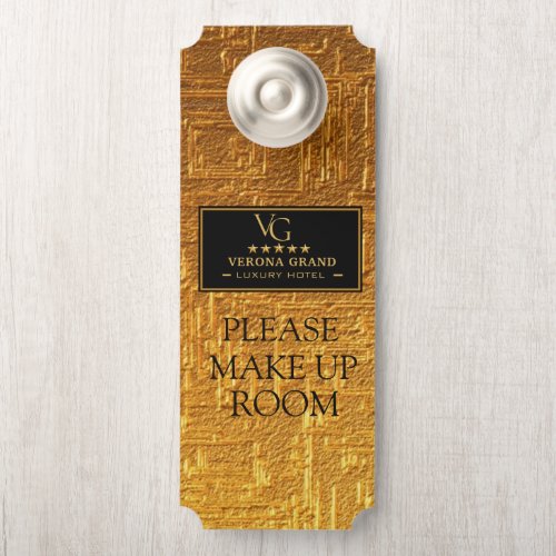 Luxury Gold Hotel Door Hanger Please Make Up Room