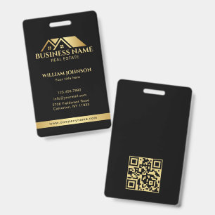 Luxury Gold House Real Estate QR Code Black Badge
