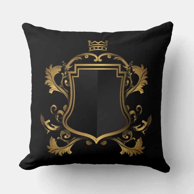 Luxury Gold In Black Decorative Throw Pillow (Front)