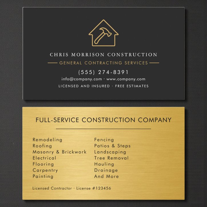 Luxury Gold Industrial Construction Business Card