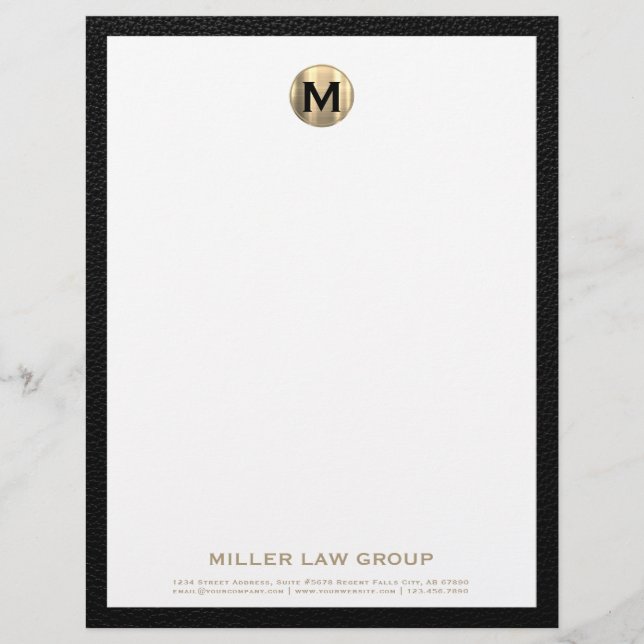 Luxury Gold Initial Law Office Letterhead (Front)