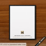 Luxury Gold Initial Letterhead for Business<br><div class="desc">Elevate your professional correspondence with our Luxury Gold Initial Letterhead for Business. This refined design features a brushed gold initial emblem showcasing your company initial, complemented by your name, address, and contact information in classic black typography. The white background, accented by a black textured frame, exudes sophistication and attention to...</div>