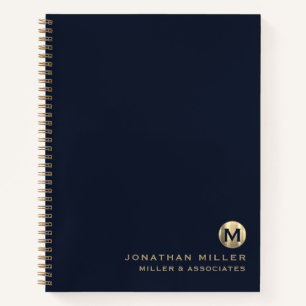 Luxury Gold Initial Logo Blue Notebook