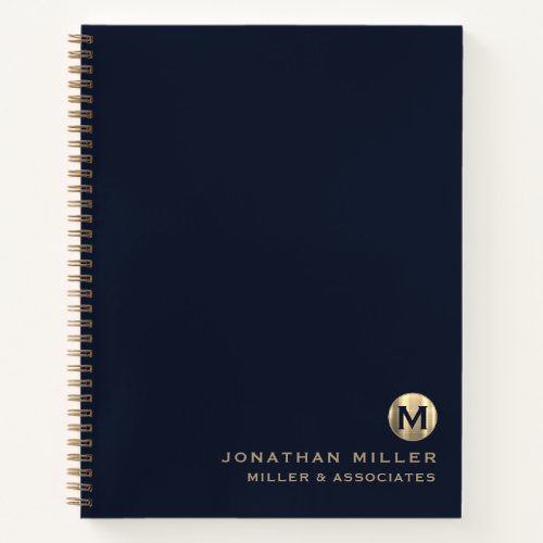 Luxury Gold Initial Logo Blue Notebook