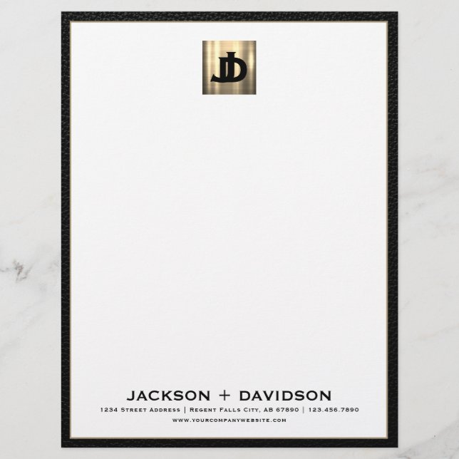 Luxury Gold Initials Business Letterhead (Front)