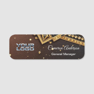 Luxury Gold Jeweled Geometric Black Tag