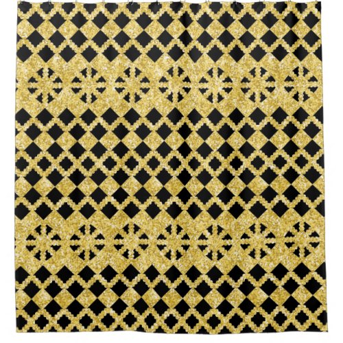 Luxury Gold Lace on Black Shower Curtain