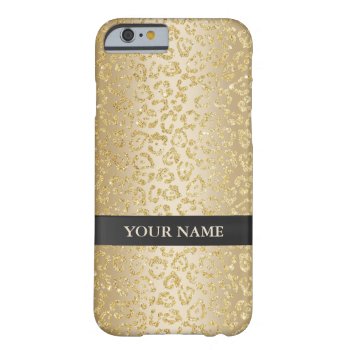 Luxury Gold Leopard Print Black Stripe Custom Name Barely There Iphone 6 Case by caseplus at Zazzle