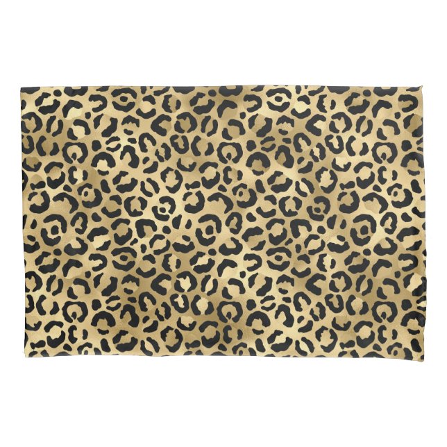 Luxury Gold Leopard Print-Cozy Glam Animal Pattern Pillow Case (Front)