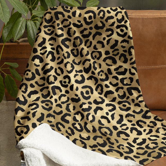 Luxury Gold Leopard Print-Cozy Glam Animal Pattern Sherpa Blanket (Luxury Gold Leopard Print-Cozy Glam Animal Pattern Sherpa Blanket)