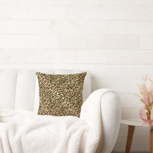 Luxury Gold Leopard Print-Cozy Glam Animal Pattern Throw Pillow