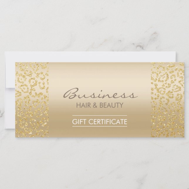 Luxury Gold Leopard Print Salon Gift Certificates (Front)