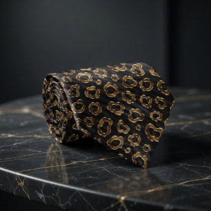 Luxury Gold Leopard Spots Neck Tie