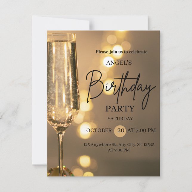Luxury Gold Lights Birthday Invitation (Front)