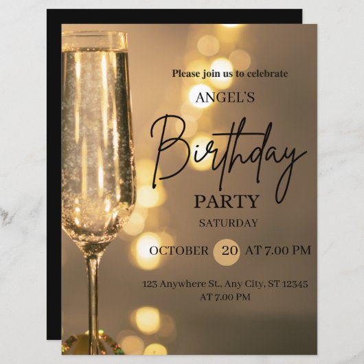 Luxury Gold Lights Birthday Invitation (Front/Back)