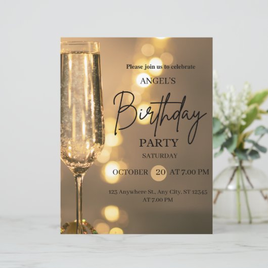 Luxury Gold Lights Birthday Invitation (Standing Front)