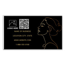 Luxury Gold Line Art QR Code Business Card