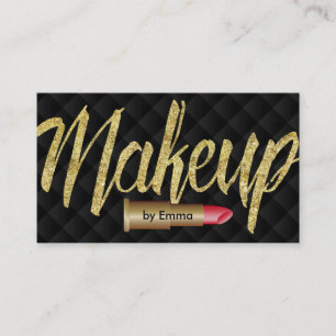 Luxury Gold Lipstick Modern Makeup Artist Business Card
