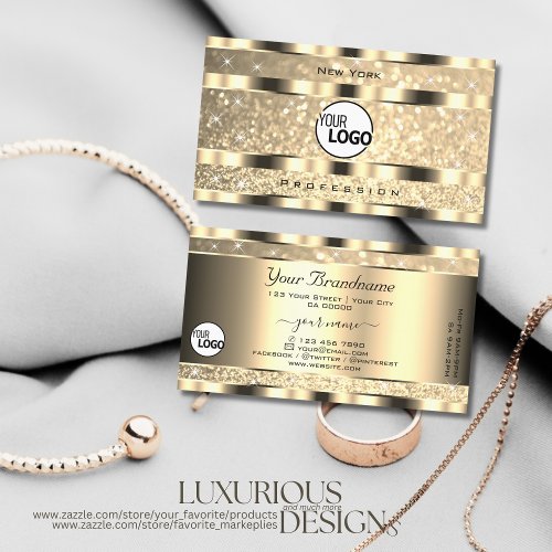Luxury Gold Luminous Glitter Stars add Logo Golden Business Card
