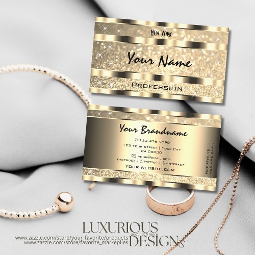 Luxury Gold Luminous Glitter Stars Ornate Golden Business Card