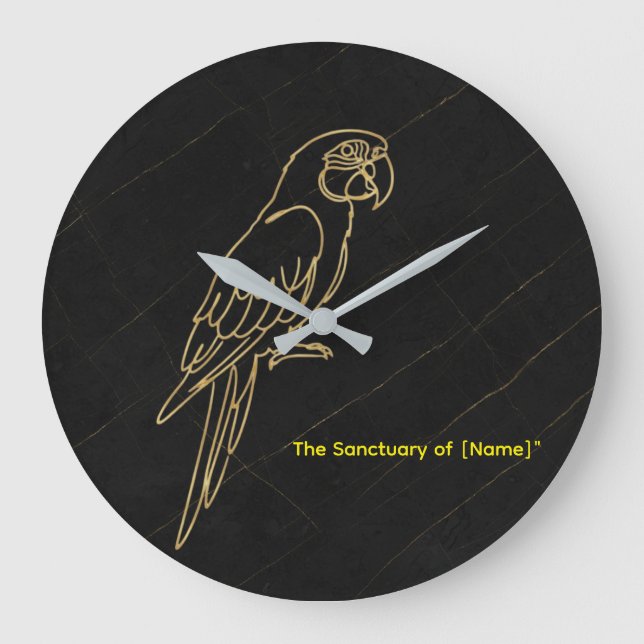 Luxury Gold Macaw Parrot Marble Clock (Front)