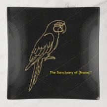 Luxury Gold Macaw Parrot Marble Trinket Tray